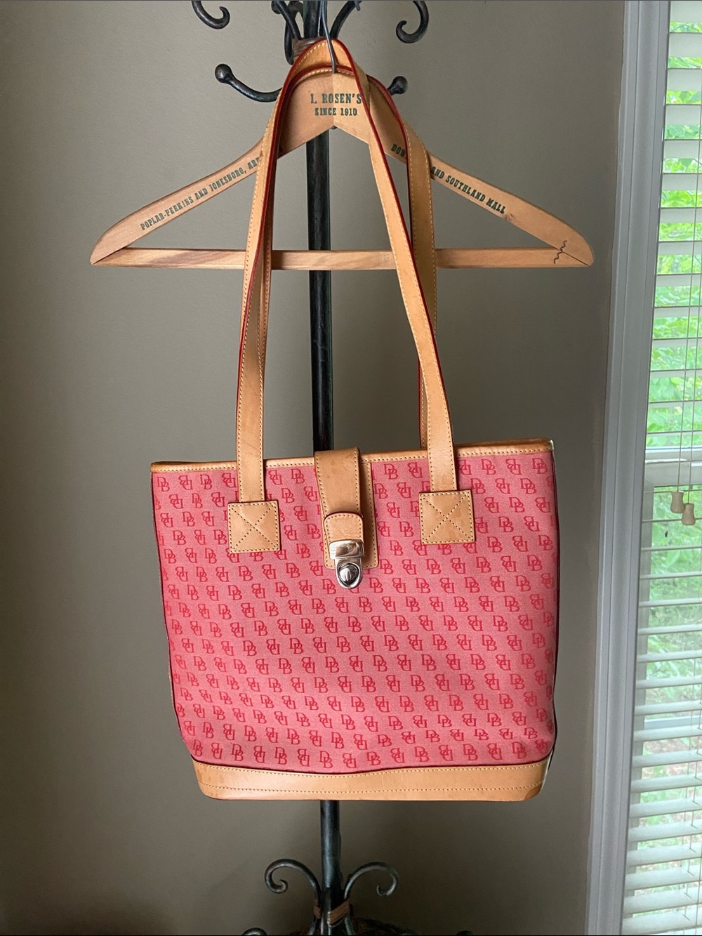 Dooney and Bourke tote signature monogram red canvas leather medium bag